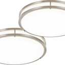 DLLT 2Pack Flush Mount LED Ceiling Light: 16 Inch 5CCT (3000K-6000K) & Dimmable Ceiling Light Fixtures for Bedroom Hallway - 36W Modern Brushed Nickel Super Bright Kitchen Lighting Fixtures Ceiling