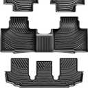 LASFIT Floor Mats&Trunk Mats for Toyota Highlander 8 Seats 2020-2025 2026 (Not for Hybrid), All Weather TPE Floor Liner & Cargo mats for HighlanderFront&Rear 4 Rows mats. (Black)