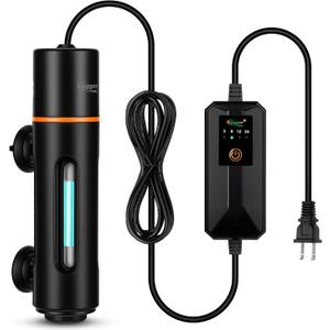 hygger Aquarium U-V Light with Timer, 360 Protective Shield Clean Lamp for Green Water & Algae, Amphibian Small U-V Light for Freshwater & Saltwater Fish Tanks, 7W for 30-130 Gal