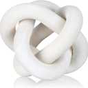 3 Link Wood Knot Decor Rustic Home Dcor Accents Hand Carved Coffee Table Decoration, Boho Chain Link Decoration, Modern Shelf, Rustic Objects for Home Living Room Bedroom(White)