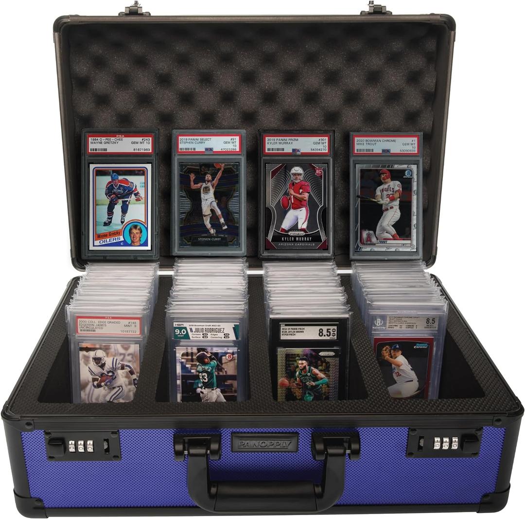 SLAB ARMOR FUSION 160+ 4 Row Psa Graded Card Storage Box Graded Card Case Psa Slab Case for Graded Psa Case Baseball Card Cases for Sports Cards Storage Sports Case (BLUE) (Blue)