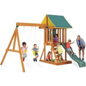 KidKraft Appleton Wooden Swing Set, 108"D x 123"W x 95"H