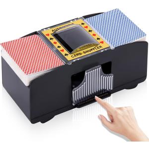 Unniweei Automatic Card Shuffler, Battery-Operated Electric Shuffler, Casino Card Game for Poker, Home Card Game, UNO, Phase10, Texas Hold'em, Blackjack, Home Party Club Game (1-2 Decks)