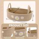 Vesici Daisy Toilet Paper Basket Boho Woven Cotton Rope Bathroom Countertop Organizer with Handle Beige Bathroom Storage Decor for Toilet Closet Bedroom Nursery Toys Organizing, 13 x 6 x 4 Inch