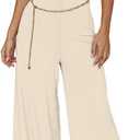 XXTAXN Women's Caual Fashion Crew Neck Short Sleeve Ruched Waist Backless Tie Wide Leg Long Pant One Piece Jumpsuit (S)