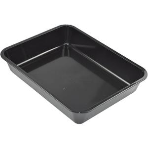 Reptile Drinking Tray - Large Water Dish Plastics Plate for Turtles, Small Reptiles, Ball Pythons, Lizards, and Snake Cages Bowl (13.5 x 9In., Black)