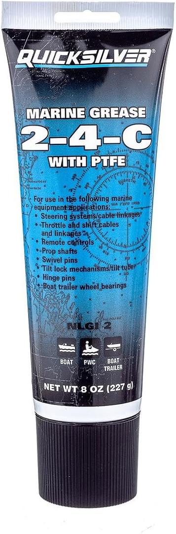 Quicksilver 802859Q1 2-4-C Marine Grease with Teflon, Multi-Purpose Marine Lubricant  8 oz. Tube