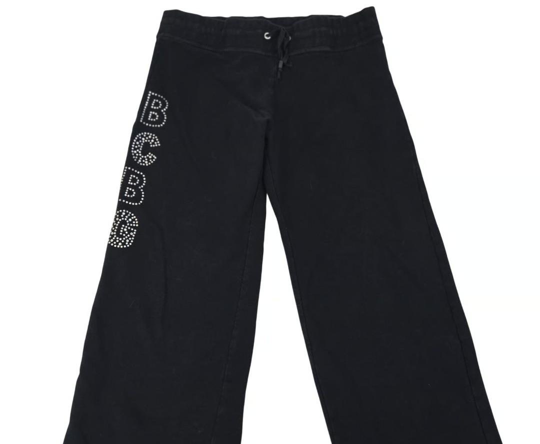 BCBGMaxazria Black Cotton Capri Sweat Pants with Rhinestone Bling BCBG