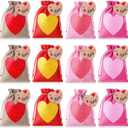 Shappy 24 Pieces Valentine's Day Burlap Bags Heart Burlap Drawstring Gift Bags with Kraft Paper Tags Love Treat Goody Bag for Valentines Candy DIY Craft Wedding Party(Love Heart)