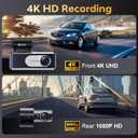 Dash Cam Front and Rear - 4K HD Dual Dash Camera for Cars, Built-in 5G WiFi GPS, 64GB Card, Dashcam with 3.2" IPS Screen, UHD Night Vision, HDR, App Control, 24H Parking Monitor