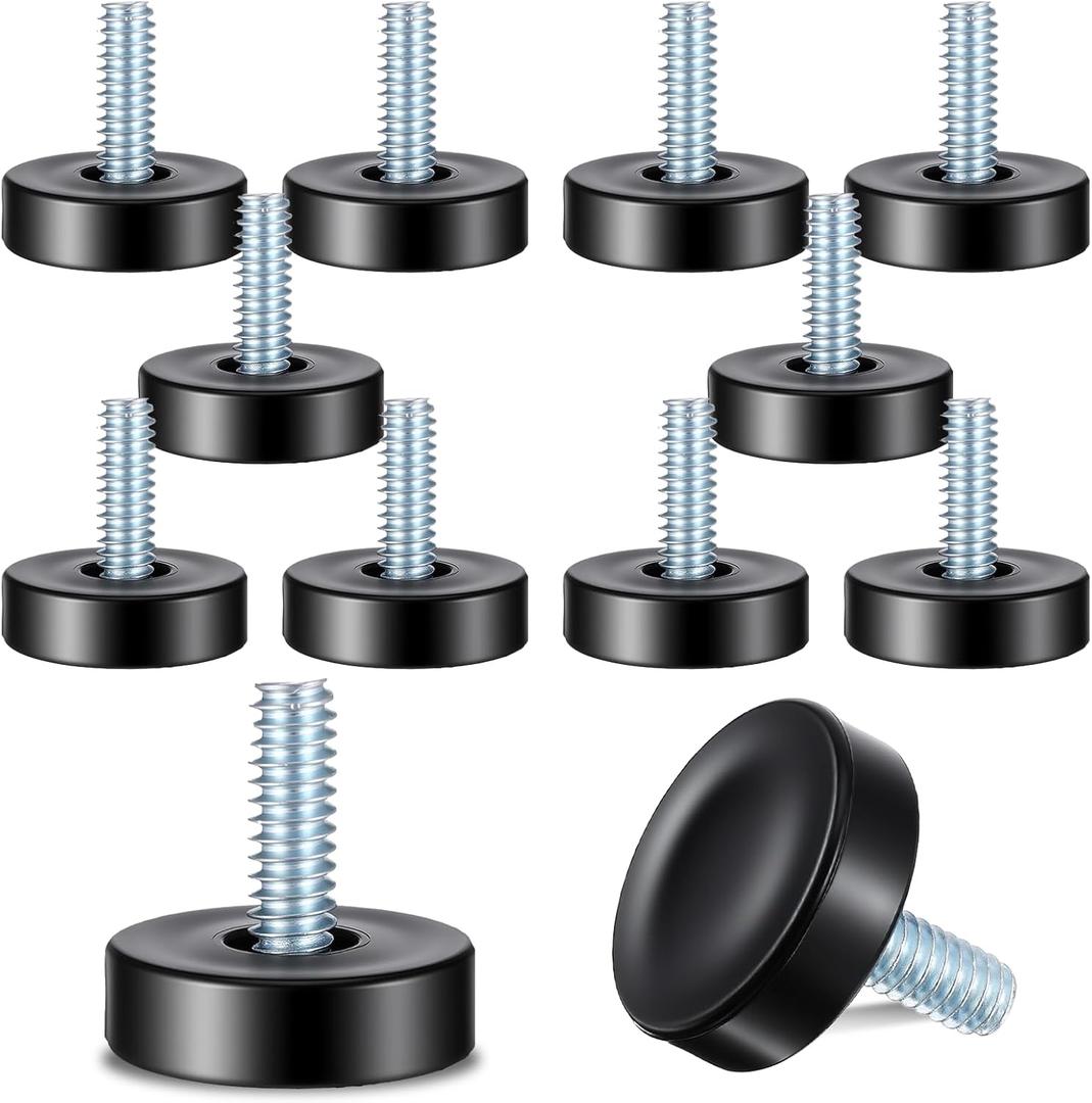 M6 Thread Leveling Feet,12 Pack Adjustable Furniture Legs Screw for Wire Shelving Posts Durable Floor-Safe for Table Chair Cabinet Stool Sofa Wardrobe