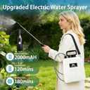 2 Gallon Battery Powered Sprayer, 2000mAh Electric Power White Continuous Battery Operated misting Retractable Long-Reach Metal Wand 5 Multi-Pattern Water attachments