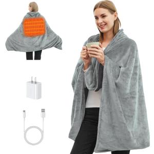 Portable Cordless Heated Blanket for Stadium, Rechargeable USB Heated Throw Blanket for Outdoor, 3 Heat Settings Electric Heated Blanket for Office, Camping, 58x 38 (Battery Pack Not Included)