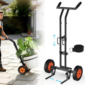 KJX Adjustable Plant Caddy with Wheels, Heavy Duty Plant Dolly Cart with Grab Arm and Strap Dual Protection, Garden Potted Plant Mover Dolly for Planter Flower Pots Indoor Outdoor