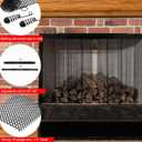 Fireplace Screen Mesh Curtain Two 24" Wide 20" High Panels (Black) and Adjustable Rod and Valance Kit for Fireplace Mesh