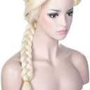 morvally Women Blonde Braided Ponytail Wig for Princess Cosplay Costume Halloween