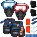 2 Sets Kids Tactical Vest Kit Tactical Mask for Boys Girls Face Protective Shooting Game Party Series, One Size