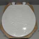 CHURCH Toilet Seat, Easy Clean Hinges Release for Deep Cleans, Durable Enameled Wood Seat, Round, White