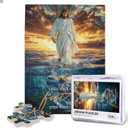 Christian Puzzles for Adults 500 Pieces Religious Jesus Puzzle Inspirational Motivational Bible Puzzle Jesus Walking on Water Wall Art Jigsaw Puzzle Christian Gifts for Women Man