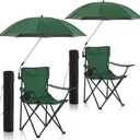 Yuntau Foldable Camping Chair with Umbrella Set of 2 Camp Chairs for Adults Folding Picnic Seat Foldable Lawn Seat for Outdoors Fishing Hiking Travel Picnic Beach Patio(Green,4 Pcs), 31.5 x 19.7 x 21.3 inches