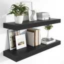 12 Inch Deep Floating Shelves, 48 x 12 inches Long Wall Shelf, Large Display Shelf & Storage Shelf, Rustic Wood Wall Shelves for Fireplace Mantel, Set of 2(Black)