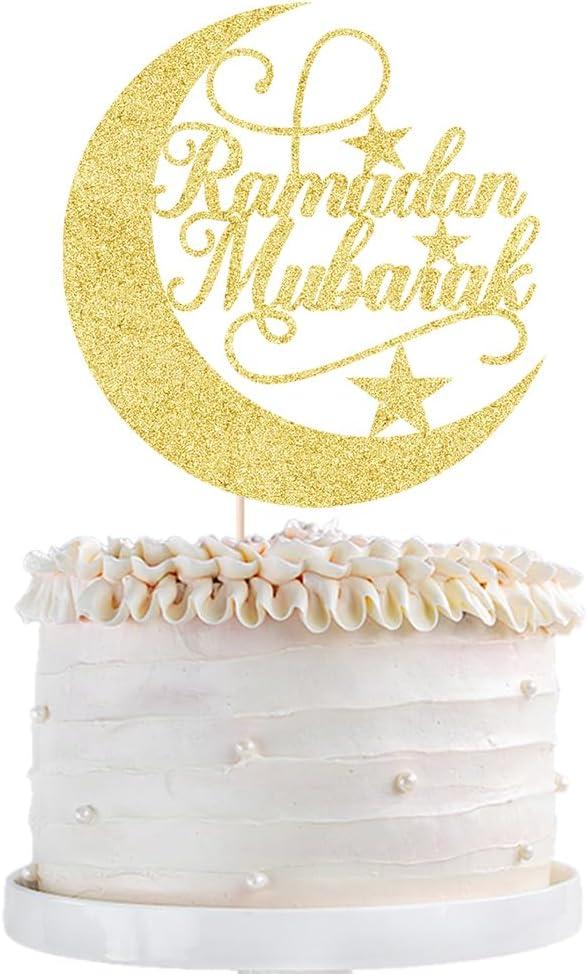Ramadan Mubarak Cake Topper - Eid Mubarak Party Moon Srar Cake Dcor - Muslim Islam Eid Al Fitr & Eid Al Adha Festival Baby Shower Birthday Party Decorations