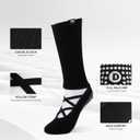 Pilates Socks with Grips for Women, Long Scrunch Slouch Slouchy Yoga Socks for Barre Workout (Black)