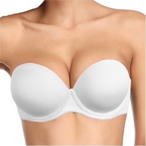 Plusexy Women's Push Up Strapless Bra Thick Padded Underwire Convertible Multiway Bras (40C, White)