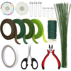 Floral Arrangement Kit,17 Pieces Flower Tools Include Floral Wire Cutter Scissor Floral Tape 22 Gauge Paddle Wire 26 Gauge Stem Wire Pearl Corsage Pin Bouquet Wrap Florist (shears)