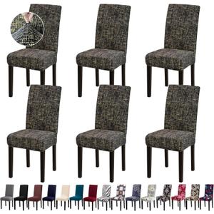 Chair Covers, Dining Room Chair Covers, Stretch Kitchen Chair Covers/Dining Room Chair Covers Set of 6, Removable Washable Dining Chair Slipcovers for Home, Hotel, Banquet, Hemp Coffee Pattern