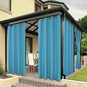 BONZER Outdoor Curtains for Patio Water Resistant Heavy Privacy Light Filtering Grommet Outside Curtains for Porch, Pergola, Gazebo, 1 Panel, 54W x 84L inch, Teal