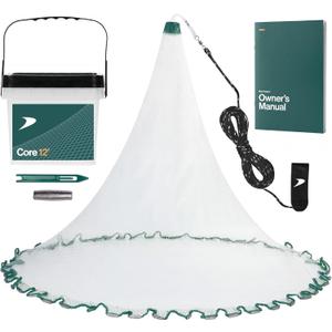 American Pro Cast Net - 12ft - 3/8" Mesh - Real Lead 1-lbs/ft Double Line - 2024 Upgraded & Optimized - Old Salt Premium Cast Nets for Fishing - E-Book & Utility Box Included