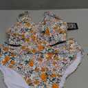 BMJL Women's Bikini Sets V Neck High Waisted Swimsuits Shell Stitched Cheeky Two Piece Bathing Suit (Green Floral, Large)