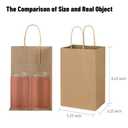 Toovip 25 Pack 5.25x3.25x8.25 Inch Small Plain Brown Kraft Paper Bags with Handles Bulk, Gift Bags for Favor Grocery Retail Party Birthday Shopping Business Goody Craft Merchandise Take Out Sacks