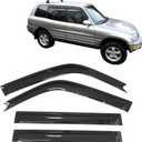 Window Visor Compatible with 1996-2000 Toyota Rav4 4Door, Slim Style Acrylic Smoke Tinted 4PCS Sun Rain Shade Guard Wind Vent Air Deflector by IKON MOTORSPORTS, 1997 1998 1999