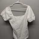 oten Womens Tie Back Sexy Bodysuit for Going Out Puff Sleeve Scoop Neck Open Back Bodysuits Solid Backless One Piece Leotards White X-Large