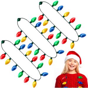JOYIN 3 PCS Christmas Necklace 12 LED Bulbs LED Light Up Bulb Necklace Christmas Holiday Accessories Party Favors