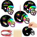 JULMELON 36 PCS Football Crafts for Kids, Rainbow Scratch Paper Art for Kids Football Party Favors Helmet Scratch Off Cards for Birthday Party Supplies School Activities