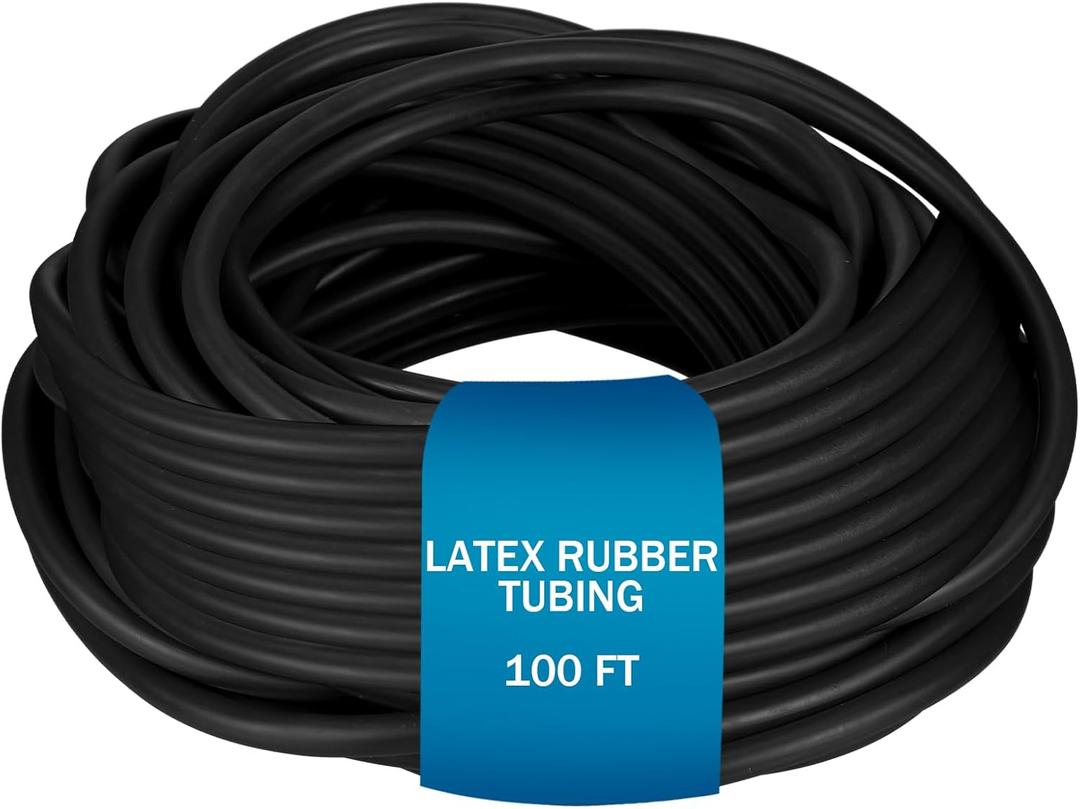 Frienda 100 ft Latex Rubber Tubing 3/8 Inch Od 1/4 Inch ID Surgical Slingshot Bands Rubber Medical Sling Band Fitness Hose Tubing(Black)