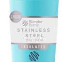 BlenderBottle Sport Sleek Shaker Cup Insulated Stainless Steel Water Bottle with Wire Whisk, 25-Ounce, Seafoam