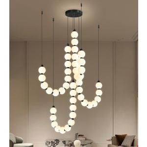 Modern Chandeliers LED Dimmable Light Acrylic Balls Ceiling Pendant Lighting for Living Room Dining Room Bedroom Adjustable Hanging Lights 90 Watts Black Lamp