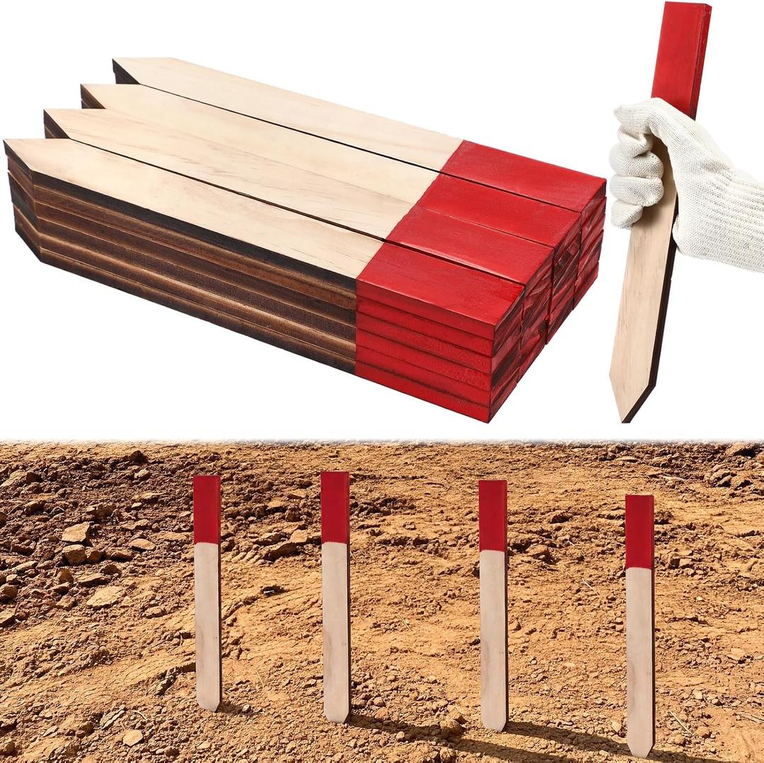 Mifoci 24 Pcs Grade and Survey Stakes 12 x 1.38 x 0.39 in Wooden Garden Stakes Garden Ground Stake with Sharp Point Plant Support Stake for Construction Sign Posts Silt Fence Backyard Boundaries