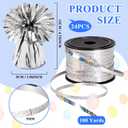 24 PCS Balloon Weights Metallic Anchor, Balloon Holder Heavy Weights with and 1 Roll Iridescent Crimped Ribbon for Balloons Table Party Favor Birthday Decor(Silver)