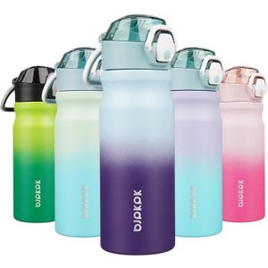 BJPKPK 18oz Insulated Water Bottle with Straw Stainless Steel Double Wall Water Bottles BPA Free Leak Proof Thermal Flask with Lockable Flip Lid and Soft Silicone Spout,Ocean Dream
