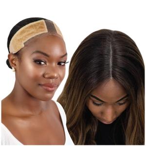 MILANO COLLECTION Wigrip, Premium Lace Wig Band for Women, Fully Adjustable & Reinforced Lace Wig Grip Band by Hairline, Comfortable and Secure Glueless Velvet Headband, Nude (Nude, 1 Pack)