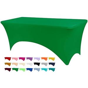 BDDC Table Cover for 6 Foot Tables, Emerald Green Washable and Wrinkle Resistant Stretch Tablecloths Rectangle 6ft for Events, Wedding, Banquets, Parties