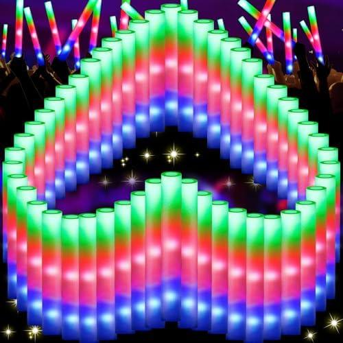 66 PCS Foam Glow Sticks, Glow In The Dark Party Supplies, Foam Light up Sticks with 3 Modes Colorful Flashing, Glow Party Supplies, Foam Glow Sticks Bulk for Wedding, Party, Concert, Raves, Birthday
