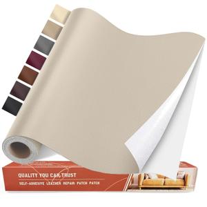 Self Adhesive Leather Repair Patch Kit, 31.5 in x 16 in Large Vinyl Leather Repair Tape for Furniture, Car Seat, Couch, Sofa, Chair Beige