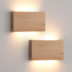 Wood Wall Sconce Indoor Wall Lights Hardwired 2 Pack Up and Down Wall Mount Light for Living Room Bedroom Hallway Lightswall sconces Set of Twoled Lights for BedLight for Bedroom