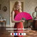 Large Folding Hand Fan, Nylon-Cloth Vintage Retro Fabric Fans, Glitter Bamboo Ribs Chinese Kung Fu Tai Chi Hand Fan for Women, Festival, Dance, Gift, Performance, Decorations